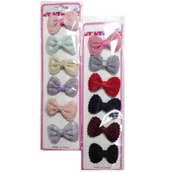 Hair Metal Snaps W-Bow 6pc Asst-wholesale