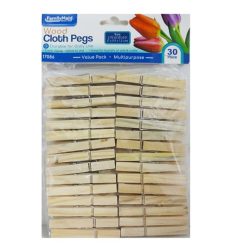 Clothespins Wooden 30ct-wholesale