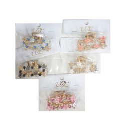 Hair Metal Clip W-Flowers Smll Asst Clrs-wholesale