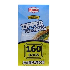 Ri-Pac Zipper Sandwich Bags 160ct-wholesale