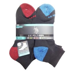 Mens Crew Socks 6pk 6-12 Black-wholesale