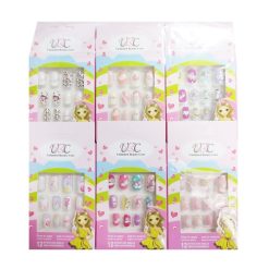 Pre-Glued Nails 12ct Kids Asst Design-wholesale