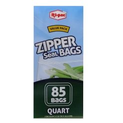 Ri-Pac Zipper Seal Bags 85ct Quart-wholesale