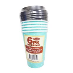 Hot & Cold Cups W-Lids 6pk 12oz-wholesale