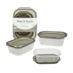 Pac-It Food Container 3pk Grey Lid Asst-wholesale
