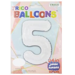 Balloons Foil 34in White #5-wholesale