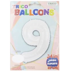 Balloons Foil 34in White #9-wholesale