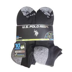 Mens Socks Low Cut 10pk 6-12 Black-wholesale