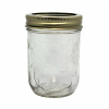 Mason Jar Glass 8oz W-Lid Gold Metal-wholesale