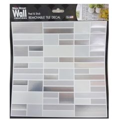 Wall Tile Sticker Decor 8X8 Silver & Gra-wholesale