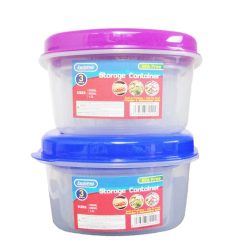 Food Container 3pc Square 2 Asst Clr Lid-wholesale