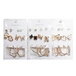 Fashion Earrings 6pair Gold Asst-wholesale