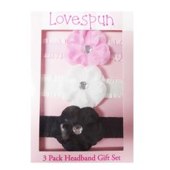 Baby Headband Set 3pk W-Flower Asst Clrs-wholesale