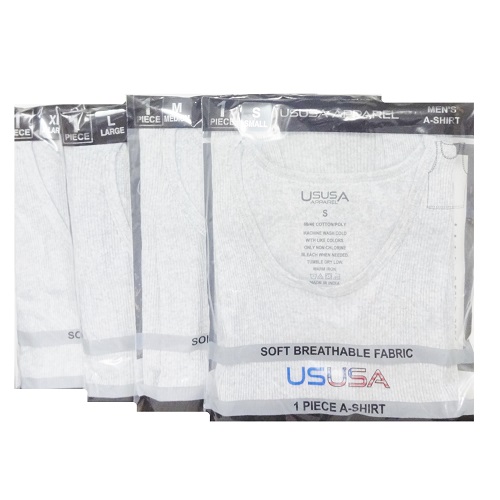 USUSA Mens A-Shirt Grey Asst Size-wholesale USUSA Mens A-Shirt Grey Asst Size-wholesale