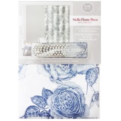 Shower Curtain Fabric 13pc 70X70 Blue Fl-wholesale