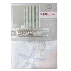 Shower Curtain Set 13pc 70X70 Sea Shl-wholesale