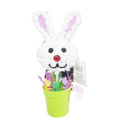 Easter Flower Pot W-Bunny Tinsel 9in-wholesale