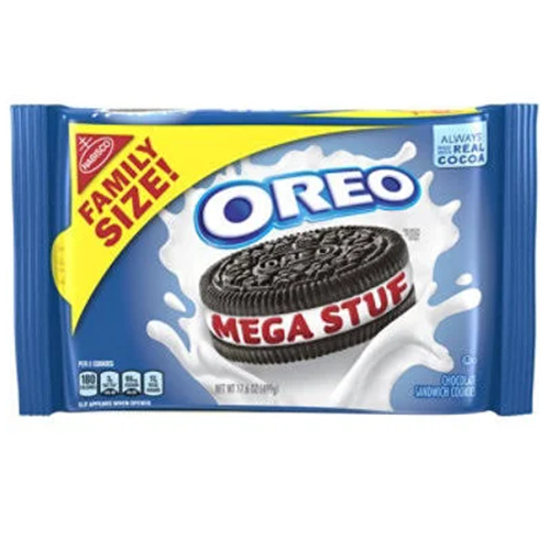 Nabisco Oreo Cookies 17.6oz Mega Stuf-wholesale Nabisco Oreo Cookies 17.6oz Mega Stuf-wholesale