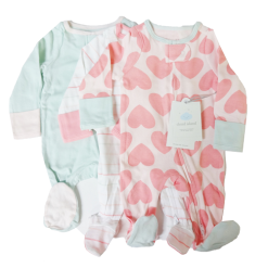 Baby Rib Coverall 3-6M Pink Hearts Asst-wholesale