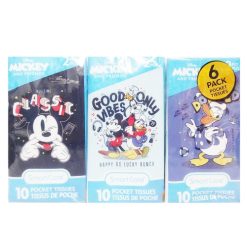 Facial Tissue Pocket 6pk 60ct Mickey-wholesale