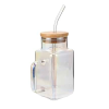 Mason Jar Square W-Lid & Glass Straw-wholesale