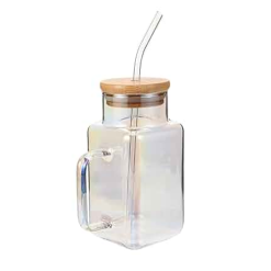 Mason Jar Square W-Lid & Glass Straw-wholesale
