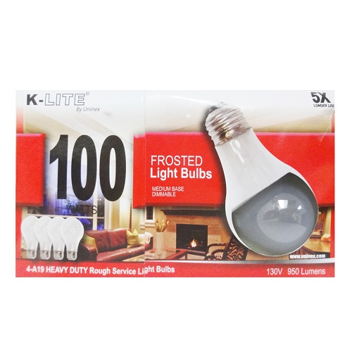 K-Lite Light Buld 4pk 100w Frosted-wholesale K-Lite Light Buld 4pk 100w Frosted-wholesale