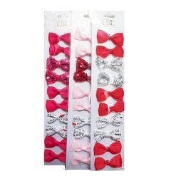 Hair Metal Snaps 10pk Bow Pink Asst-wholesale