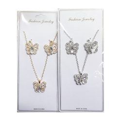 Necklace & Earrings Set Silver & Gold-wholesale