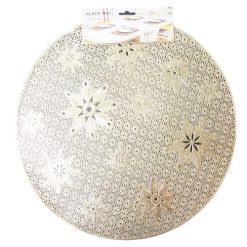 X-Mas Placemat Round Gold 15in-wholesale