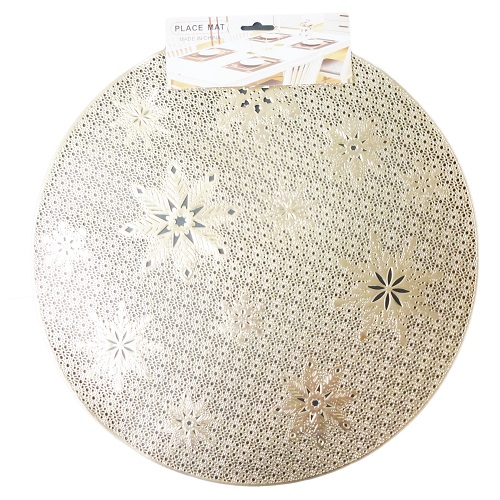 X-Mas Placemat Round Gold 15in-wholesale X-Mas Placemat Round Gold 15in-wholesale