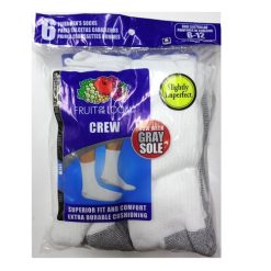 Fruit O.T Lm Mens Socks 6-12 6pk White-wholesale