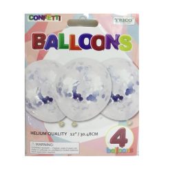 Balloons 4ct 12in W-Confetti Silver-wholesale