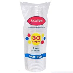 Axxion Cups 8oz 30ct Clear Plastic-wholesale