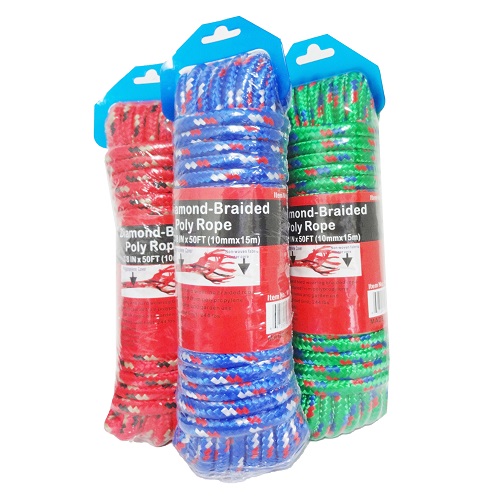 Rope Diamond Braid 3-8inX50ft Asst Clrs-wholesale Rope Diamond Braid 3-8inX50ft Asst Clrs-wholesale