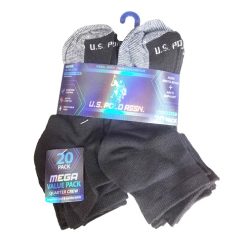 Mens Socks Crew 20pk 6-12 Black-wholesale